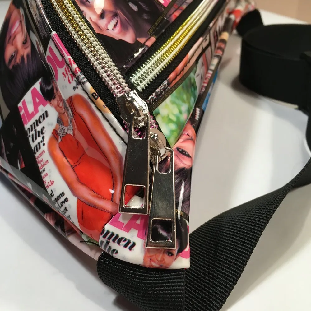 “Becoming” vegan patent leather cross chest bag