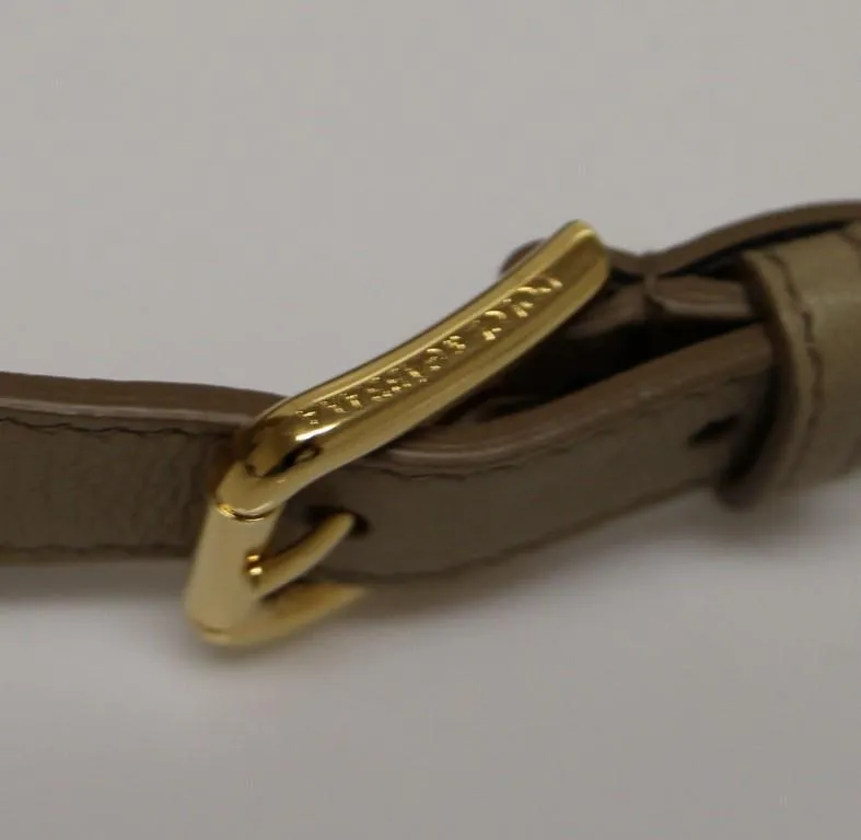 Beige Cotton Linen Logo Belt