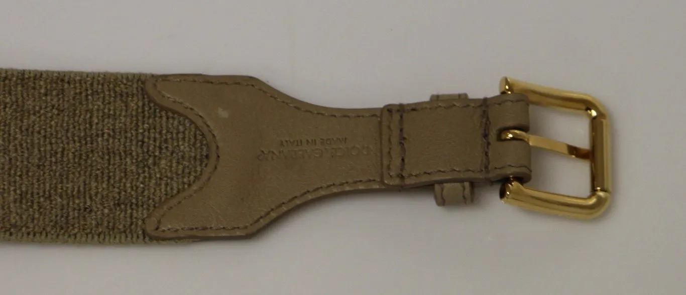 Beige Cotton Linen Logo Belt