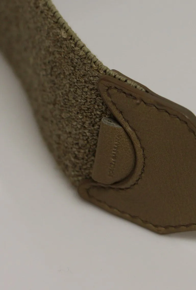 Beige Cotton Linen Logo Belt