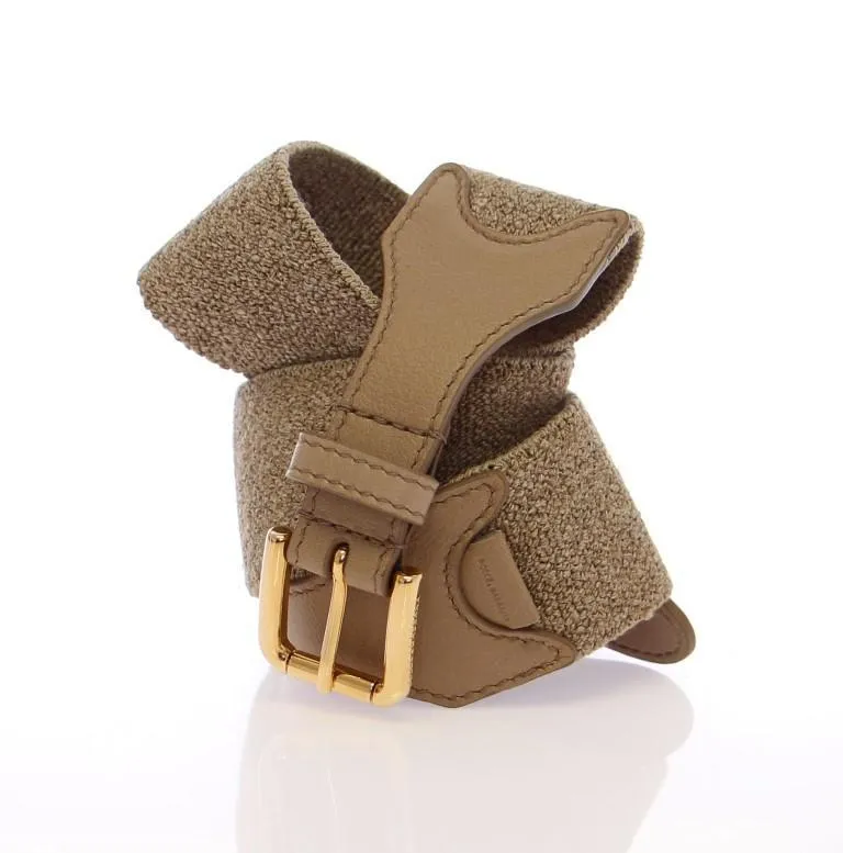 Beige Cotton Linen Logo Belt