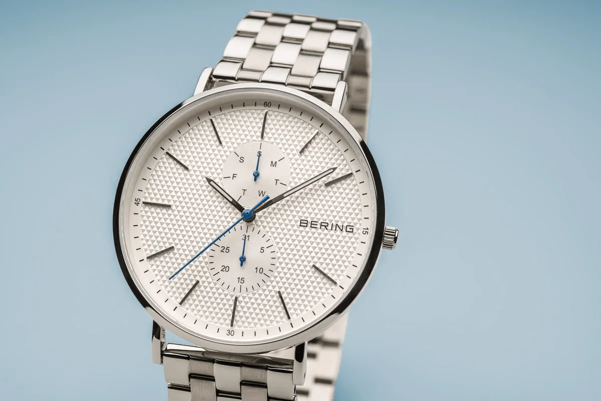 BERING Classic Polished Silver 40mm Silver Dial Day-Date Men's Watch 14240-700