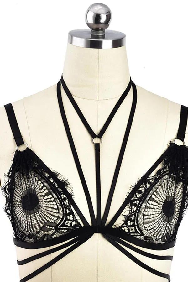 Black Lace Tie Bra