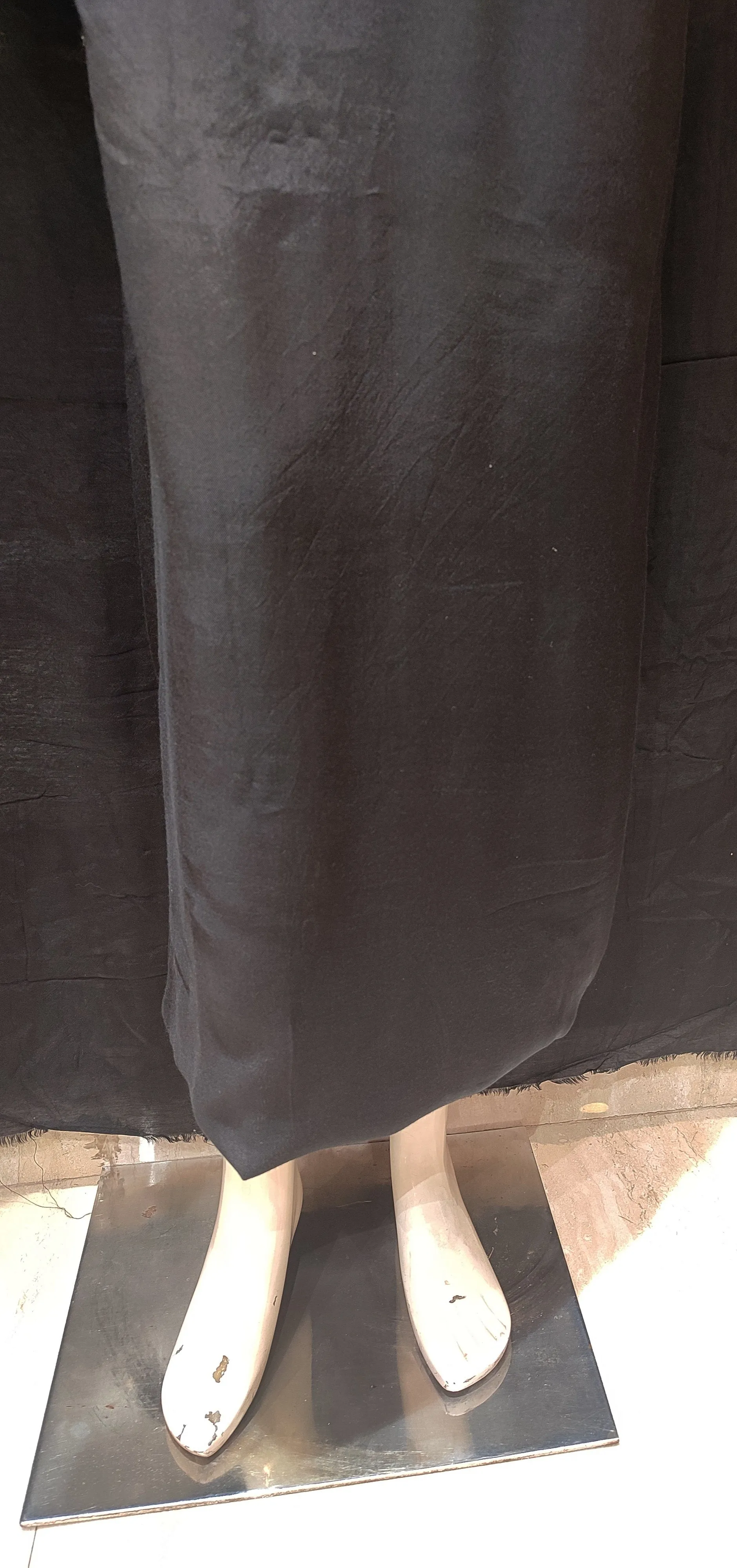 Black Organza Semi-Stitch Suit With Lace Work