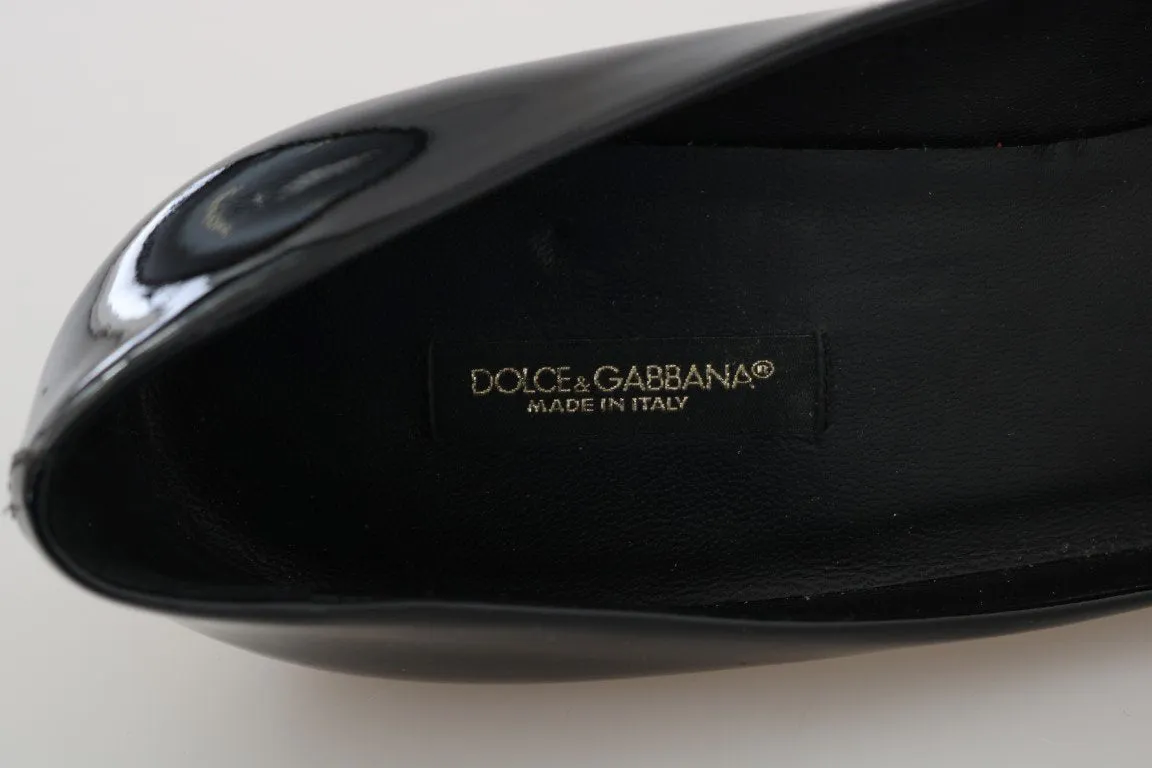 Black Patent Leather Crystal Pumps
