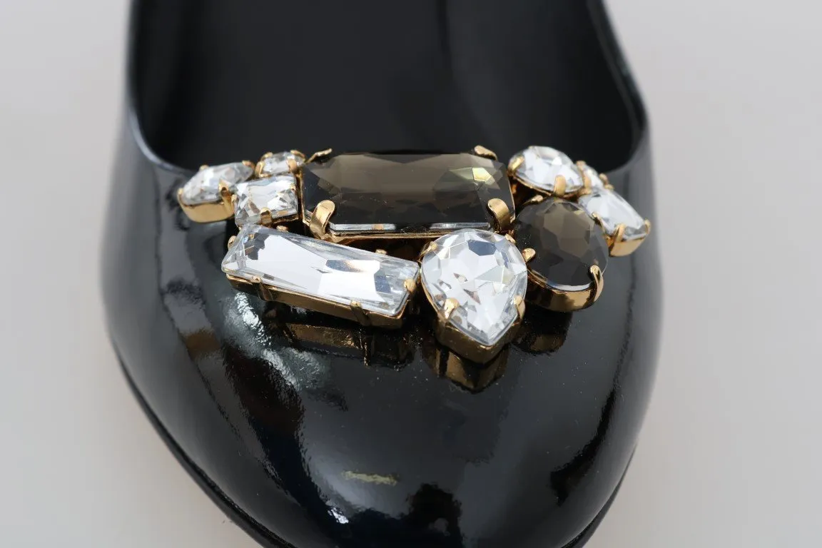 Black Patent Leather Crystal Pumps