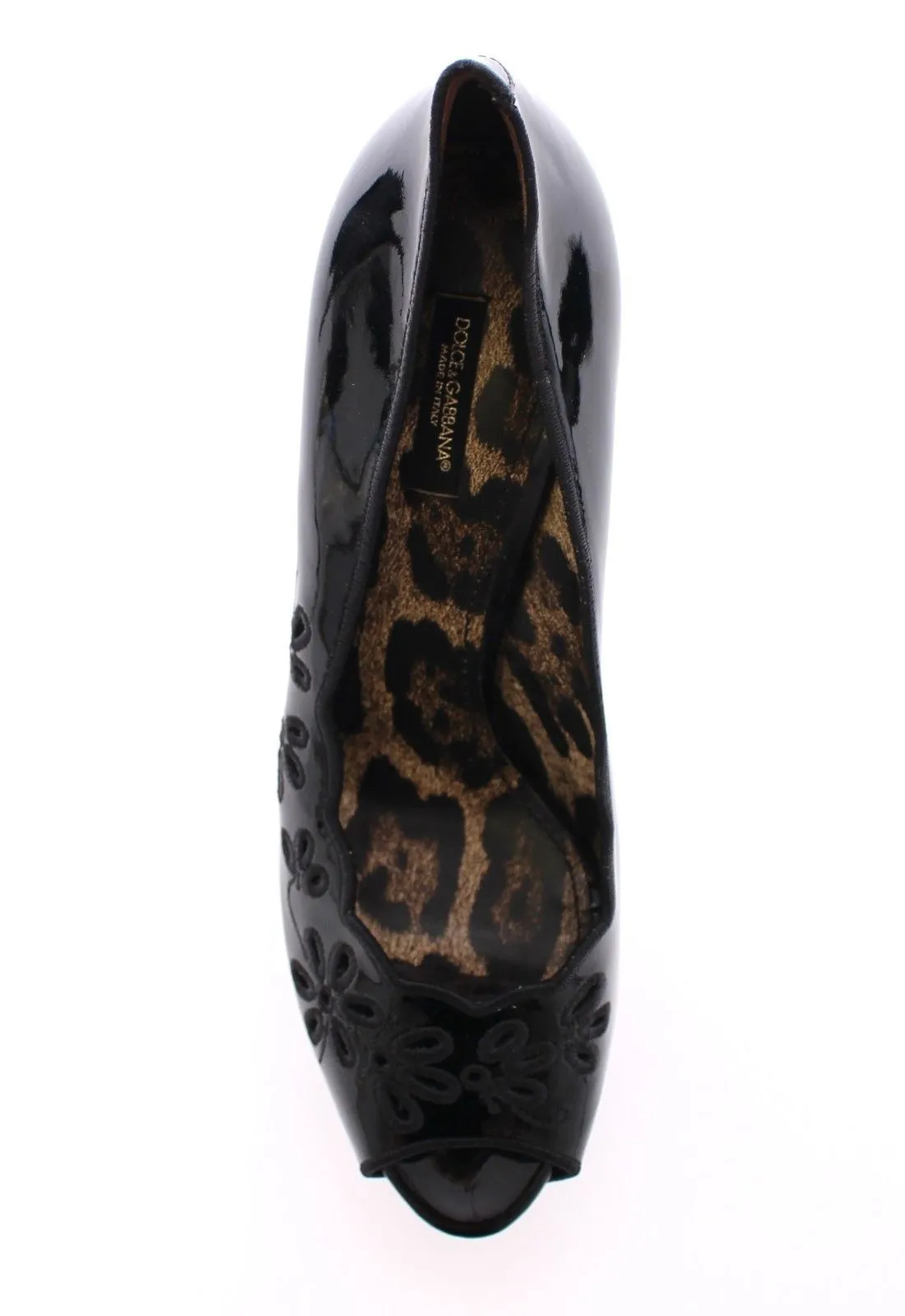 Black Patent Leather Platform Open Toe Shoes