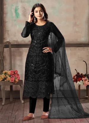 Black Sequence Embroidered Pant Style Suit