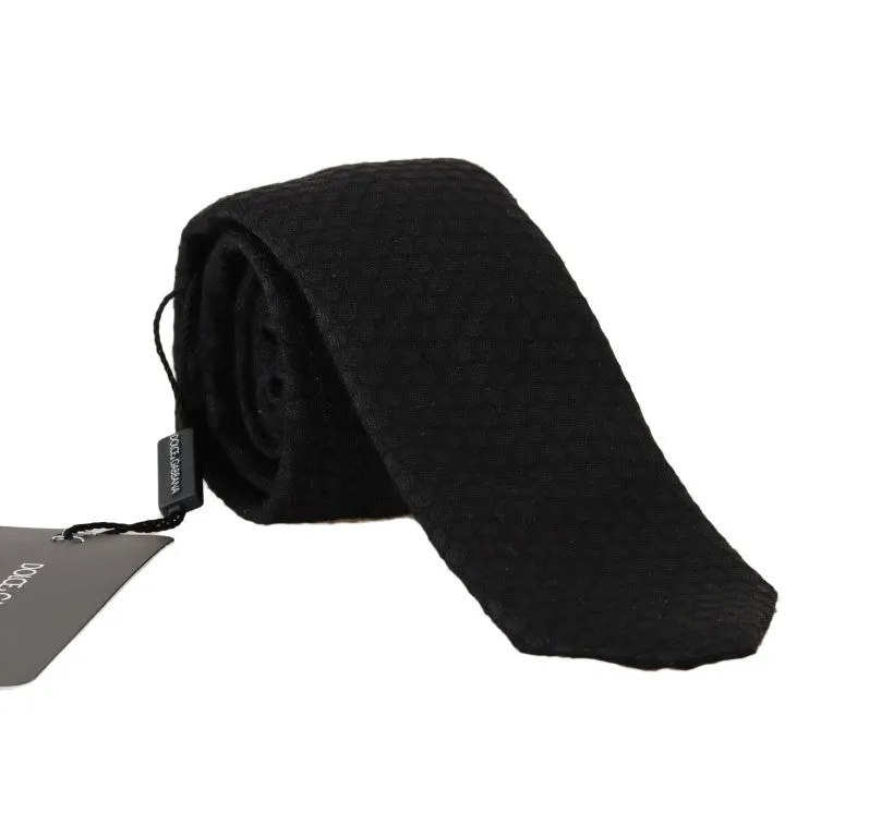 Black Silk Polka Dot Print Tie