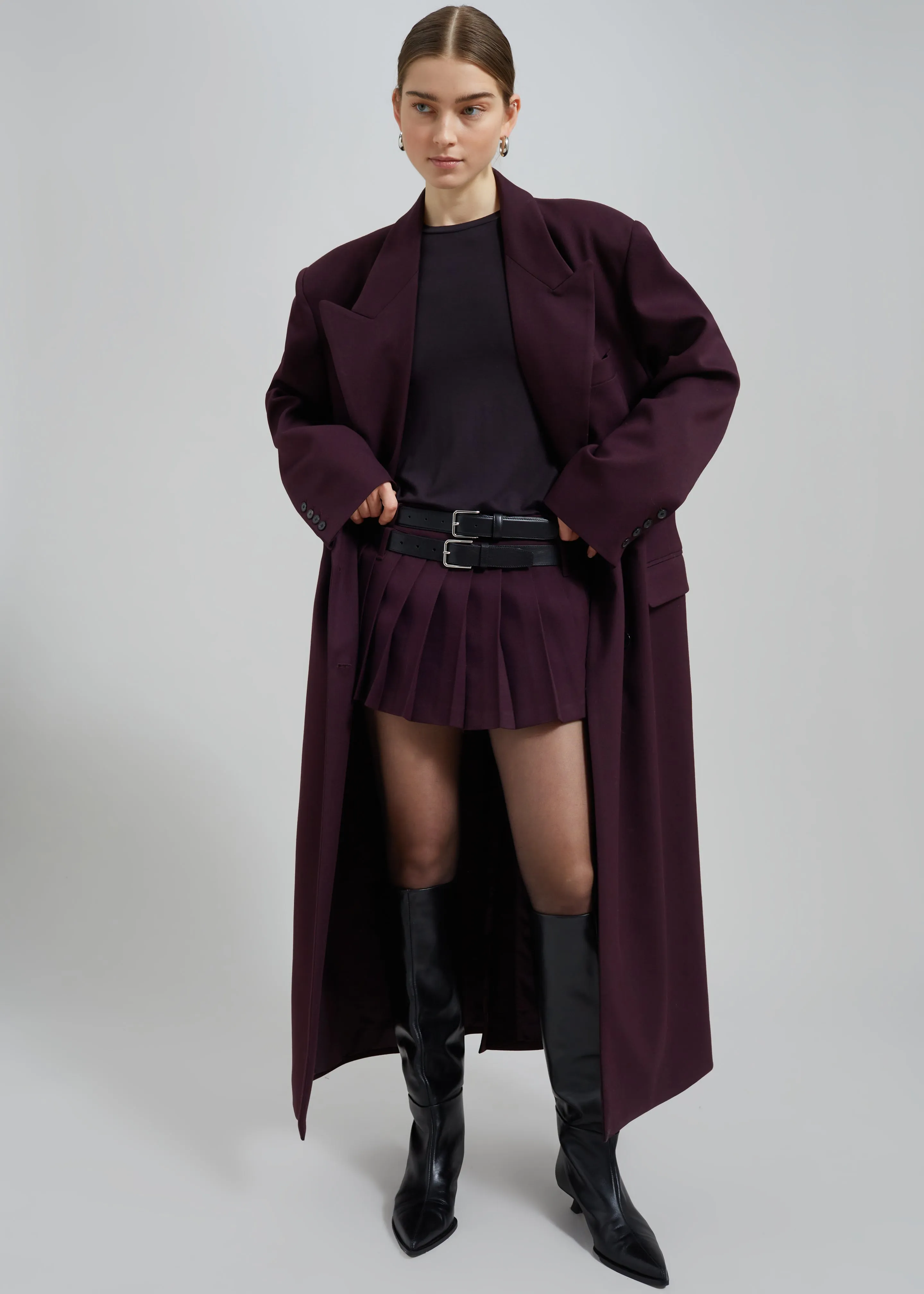 Blake Mini Pleated Skirt - Burgundy
