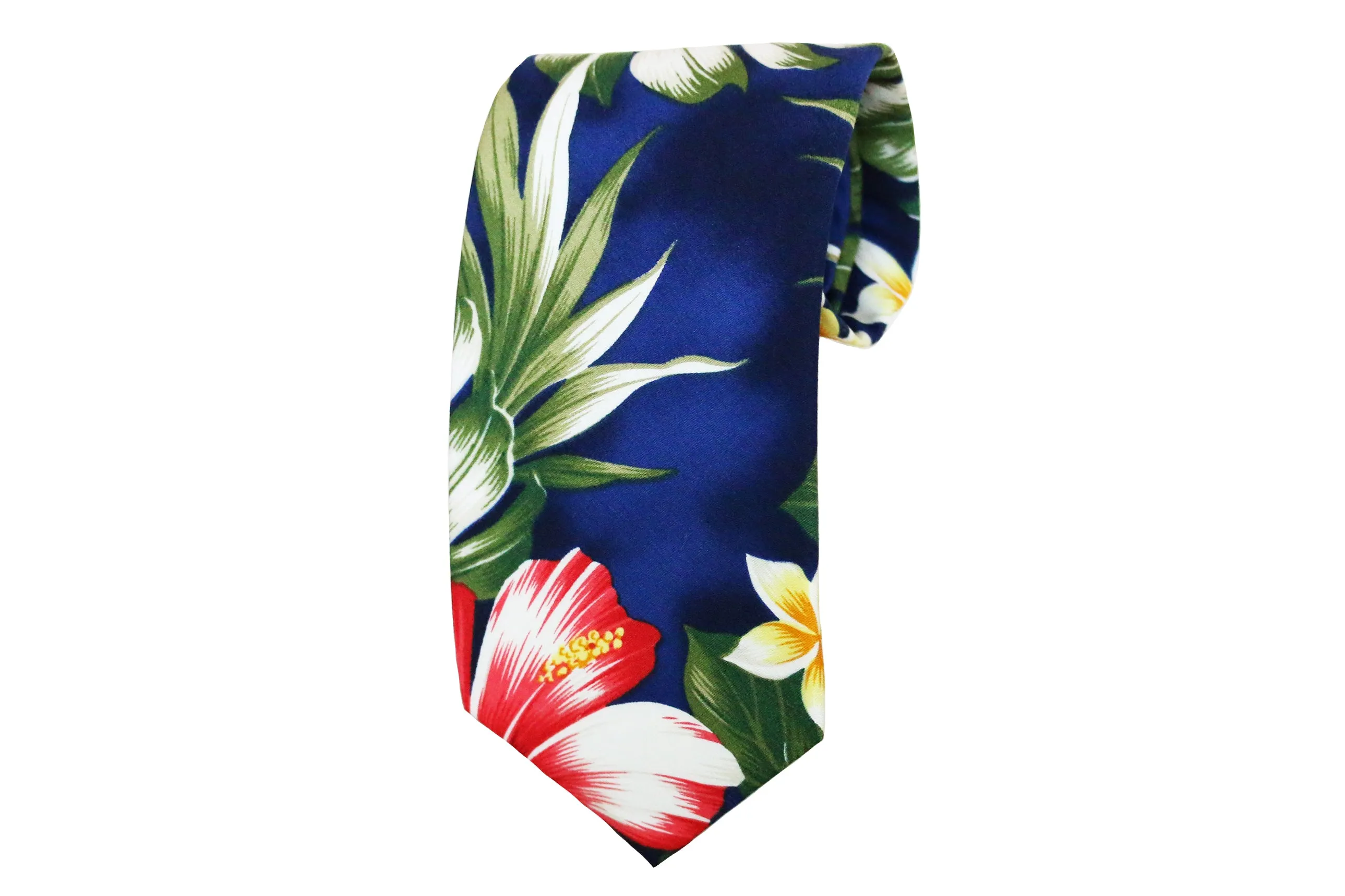 Blue Hawaiian Print Tie Set