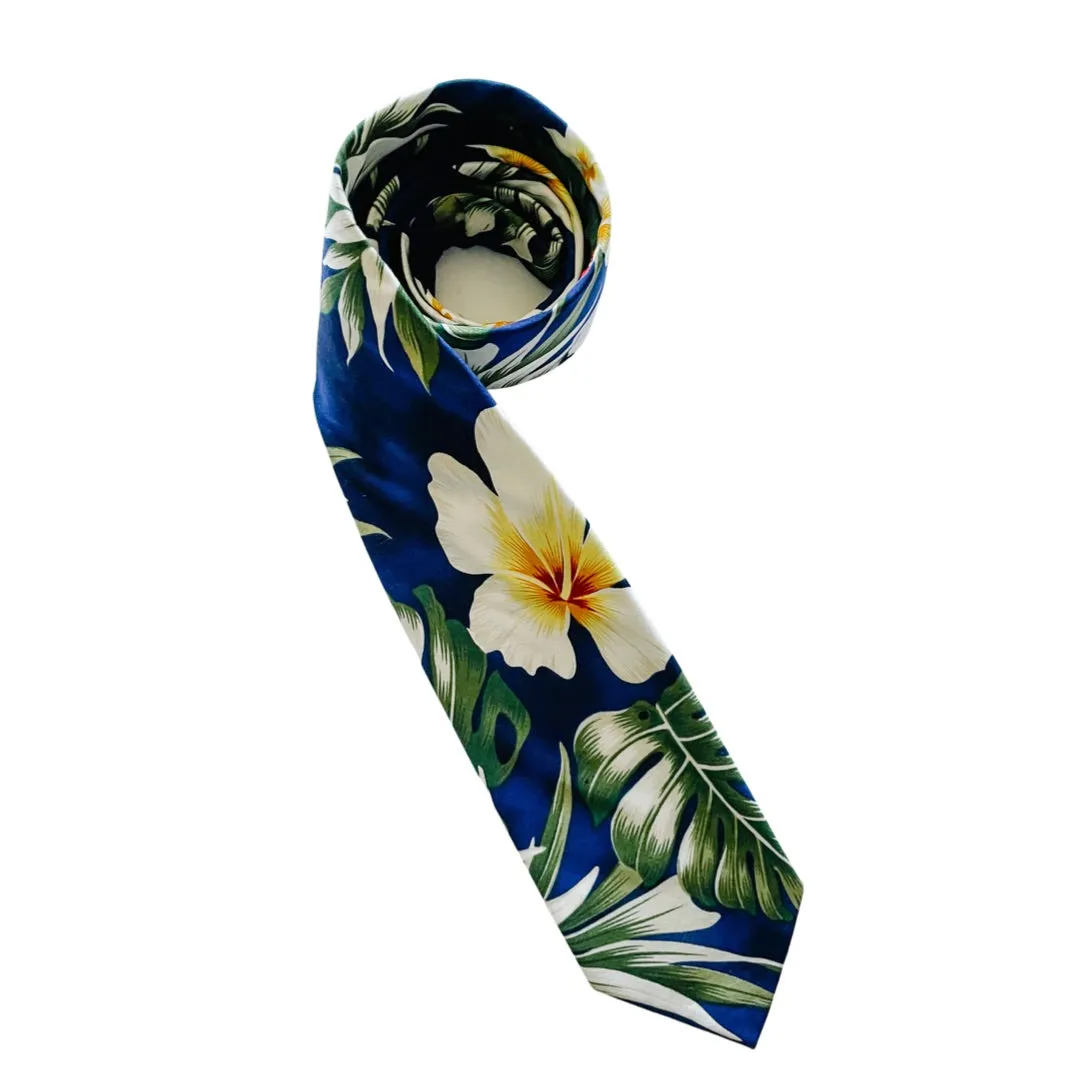 Blue Hawaiian Print Tie
