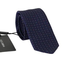 Blue Silk Dotted Pattern Classic Tie