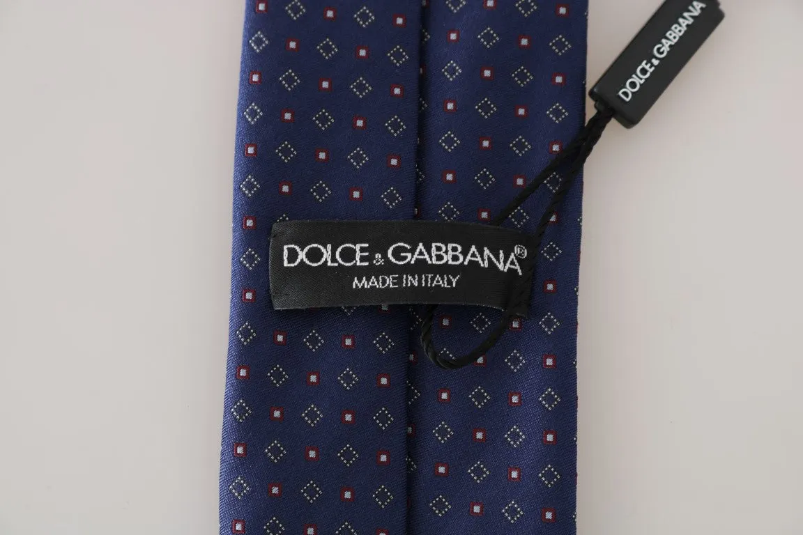 Blue Silk Dotted Pattern Classic Tie
