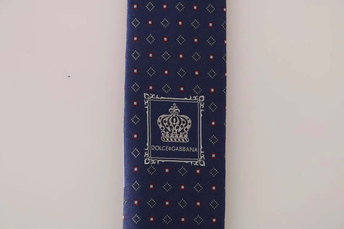 Blue Silk Dotted Pattern Classic Tie