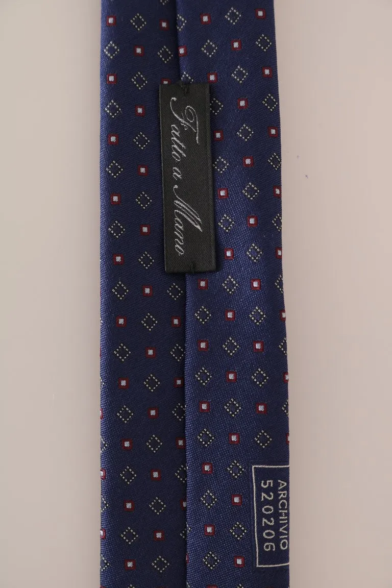 Blue Silk Dotted Pattern Classic Tie