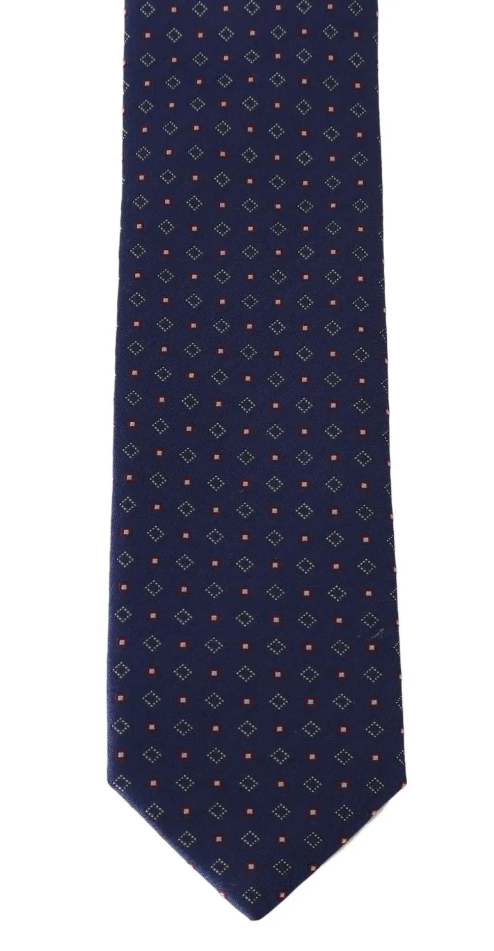 Blue Silk Dotted Pattern Classic Tie
