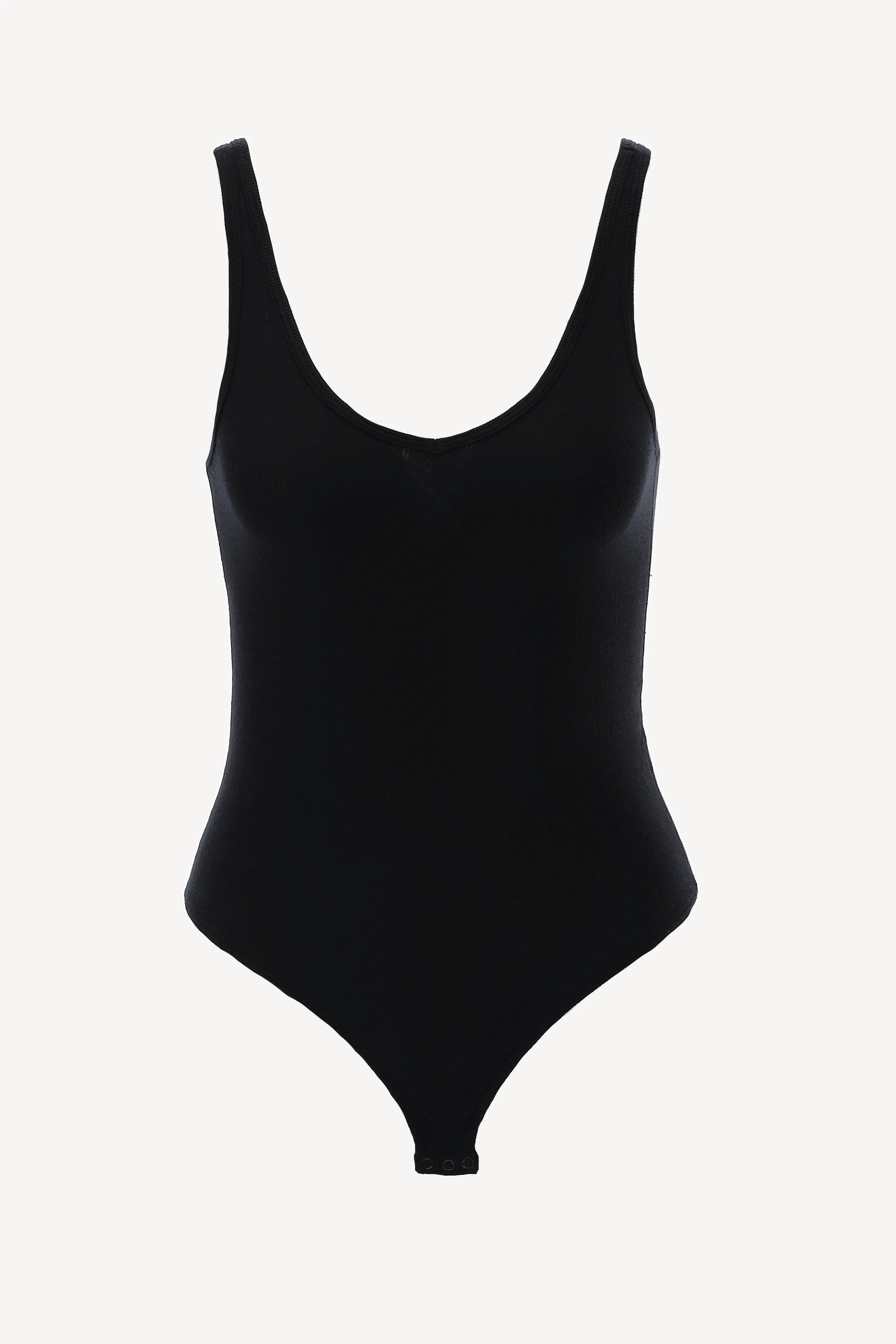 Bodysuit Deep V Neck in Schwarz