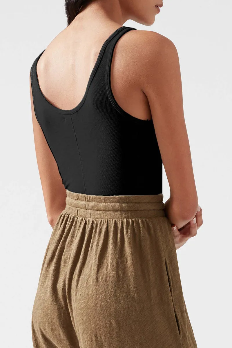 Bodysuit Deep V Neck in Schwarz