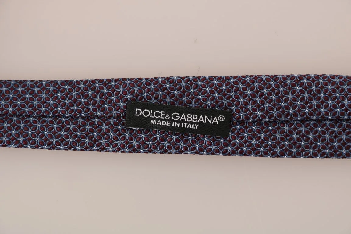 Bordeaux Silk Blue Pattern Slim Tie