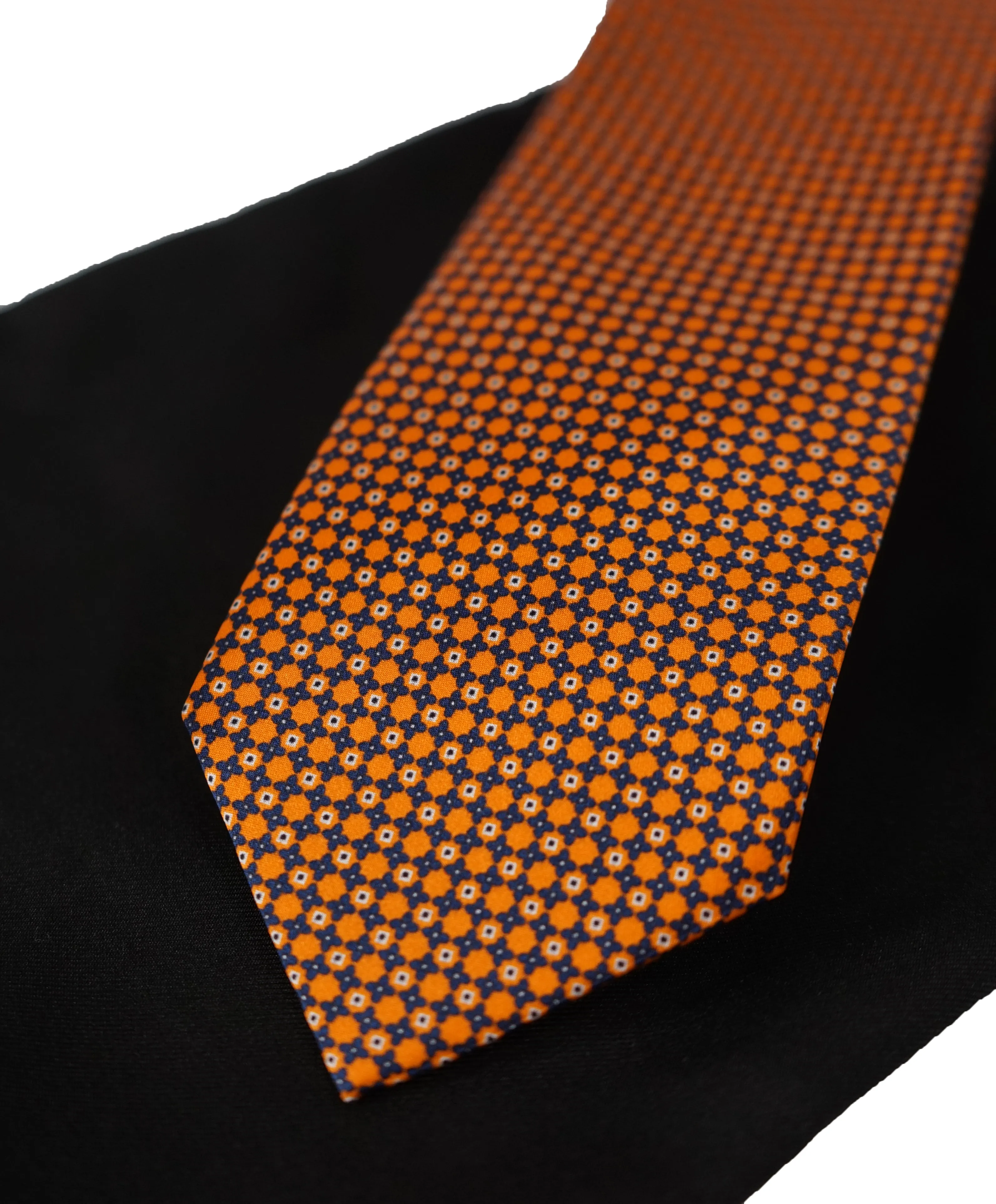 BRIONI -   Orange & Black Geometric Print Tie