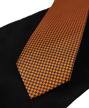 BRIONI -  Orange & Black Geometric Print Tie