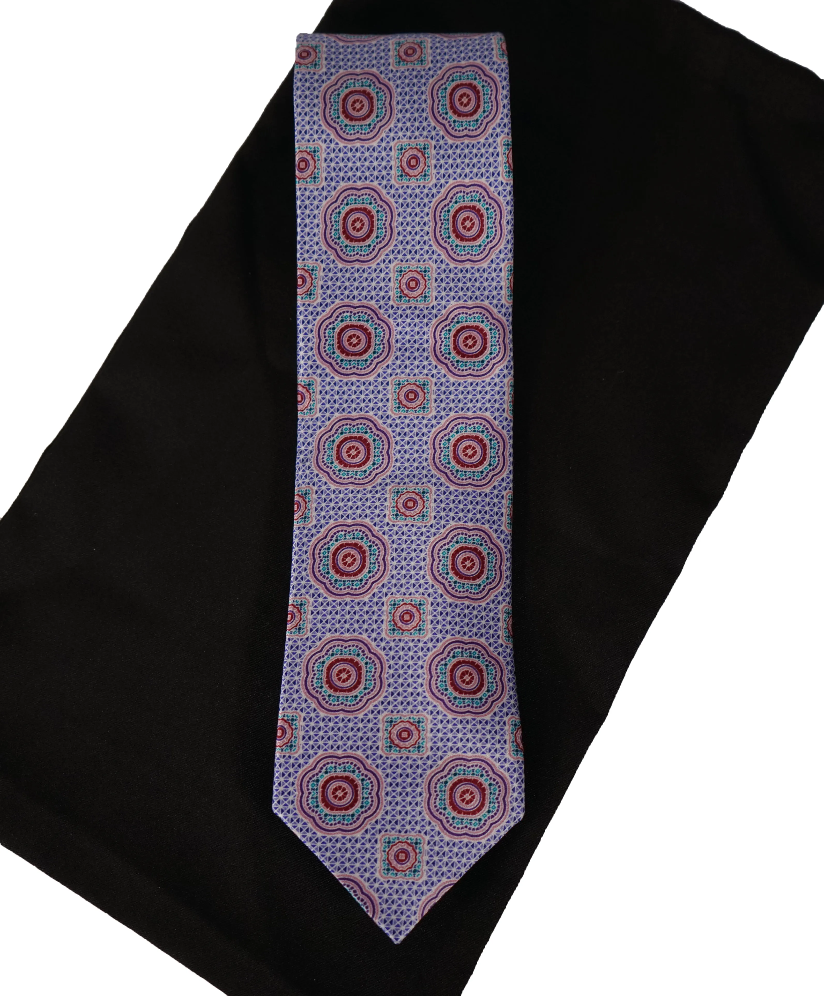 Brioni - Pastel Purple & Pink Medallion Print Tie