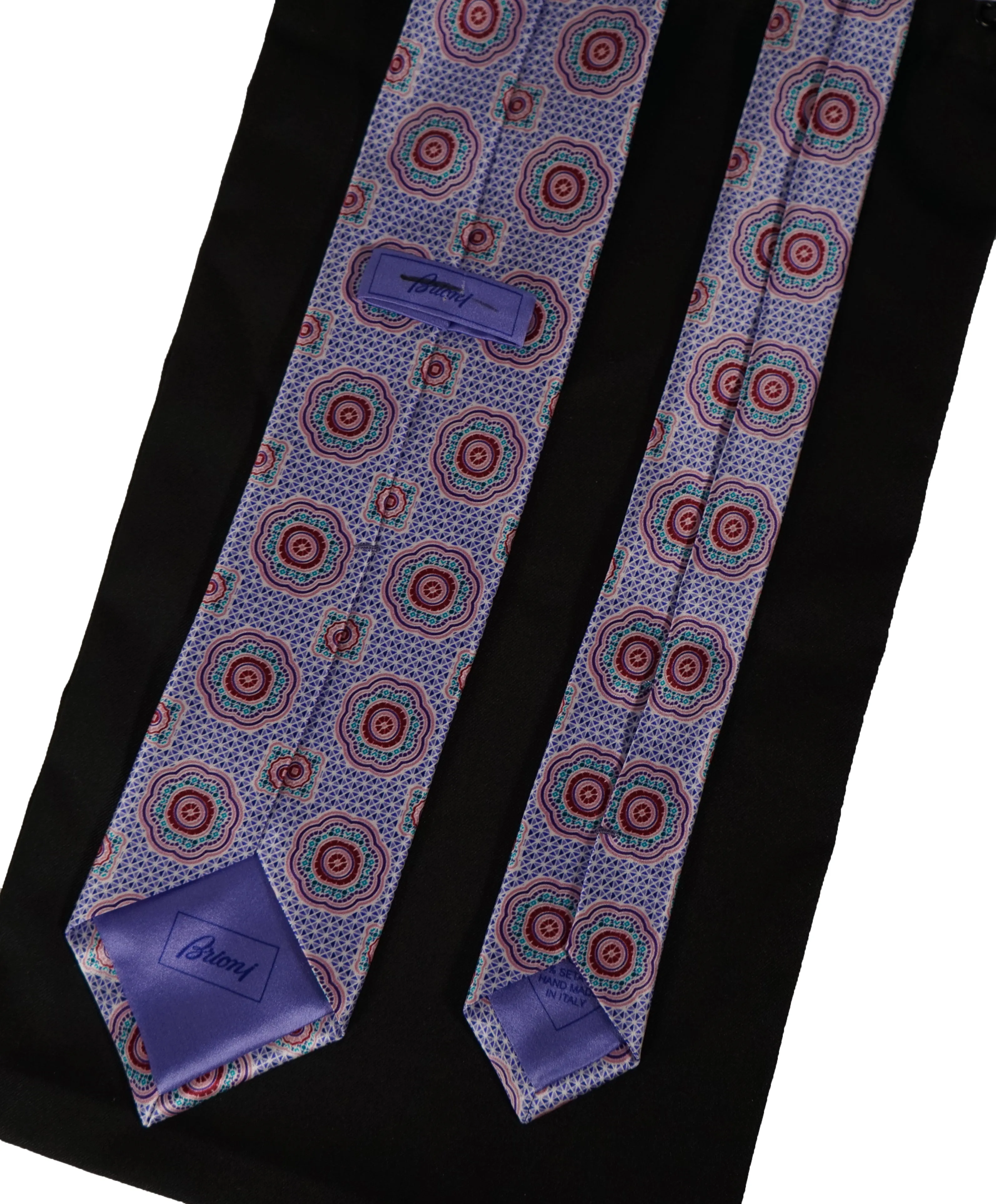 Brioni - Pastel Purple & Pink Medallion Print Tie