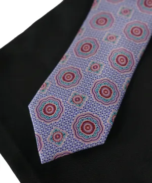 Brioni - Pastel Purple & Pink Medallion Print Tie