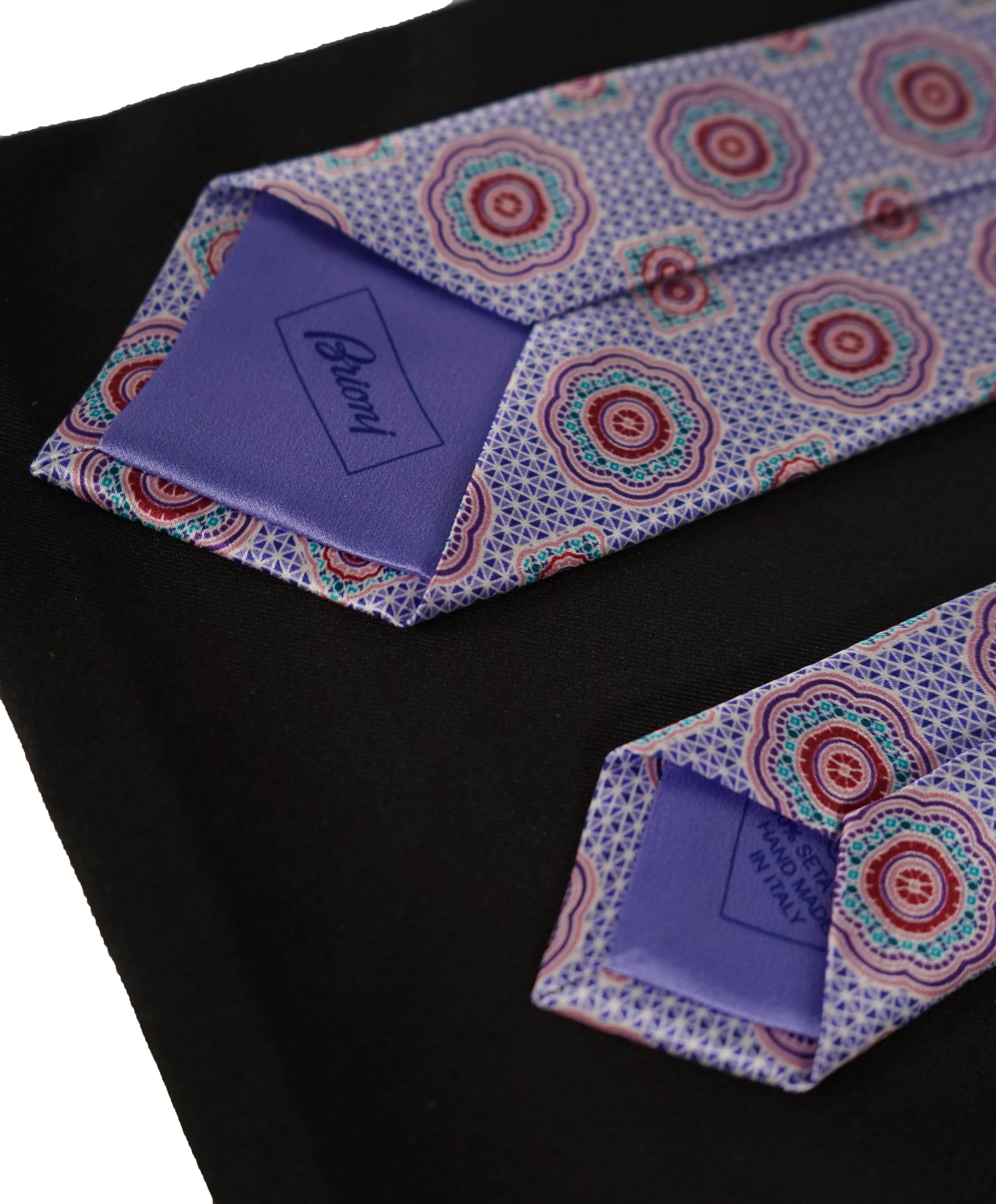 Brioni - Pastel Purple & Pink Medallion Print Tie