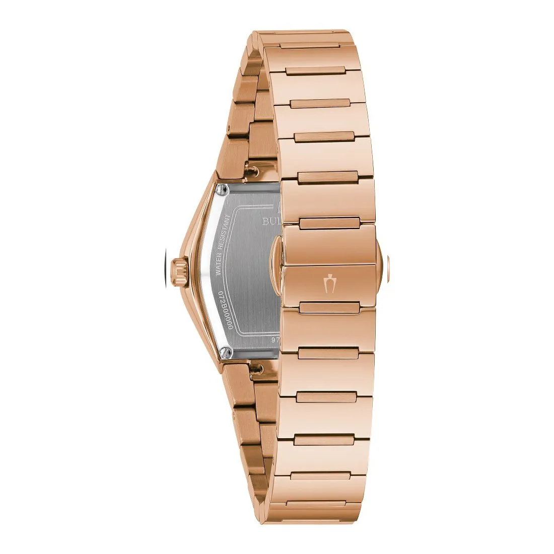 Bulova Gemini Ladies Rose Tone Diamond and Black Dial Watch