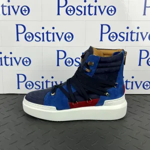 Buscemi Women's Madison Navy Leather High Top Sneakers