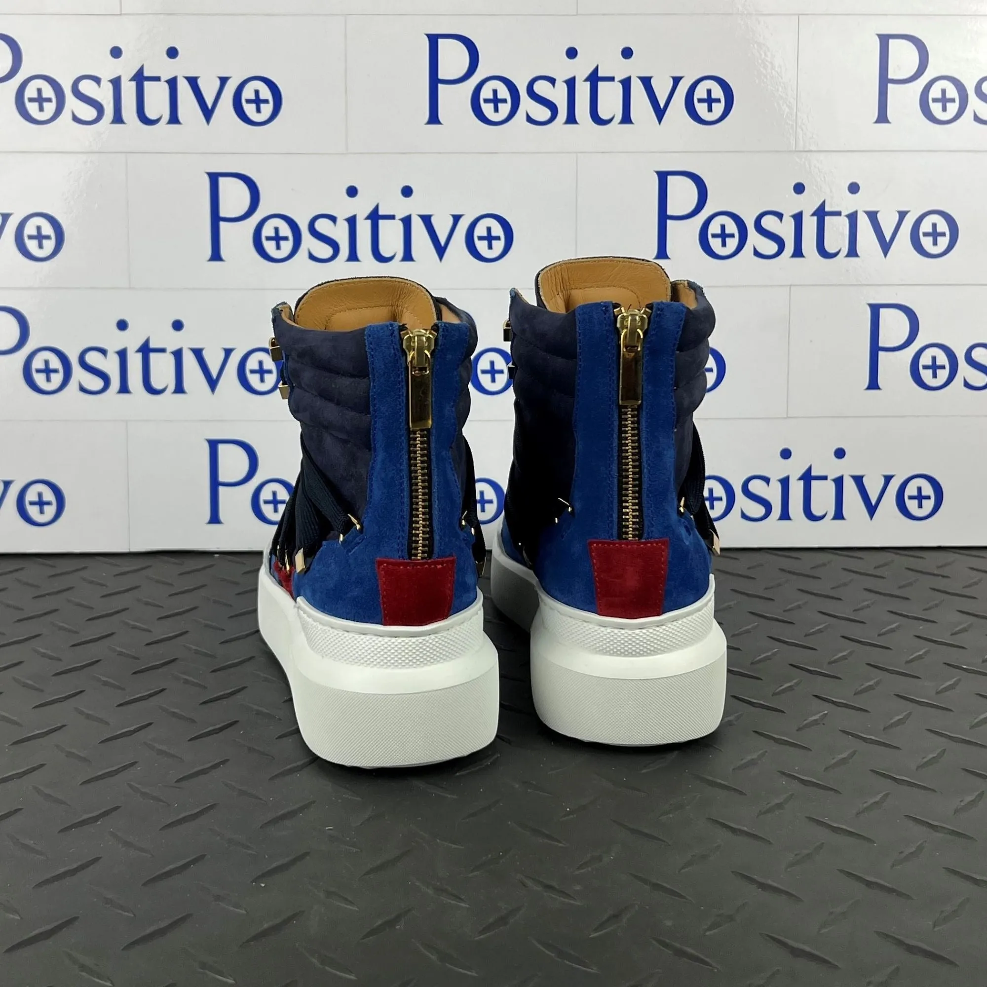 Buscemi Women's Madison Navy Leather High Top Sneakers