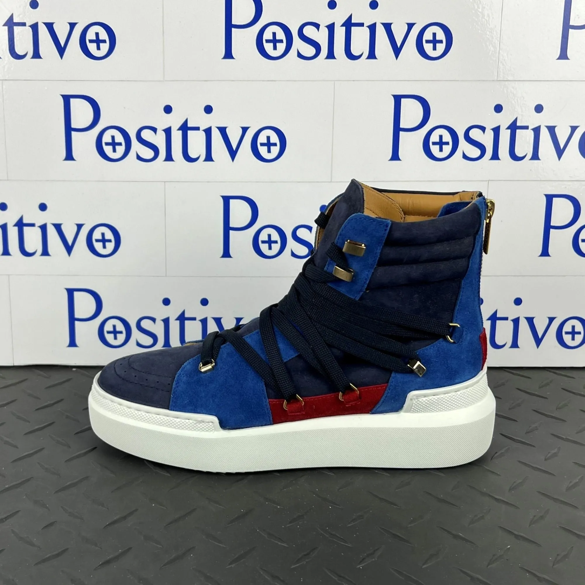 Buscemi Women's Madison Navy Leather High Top Sneakers