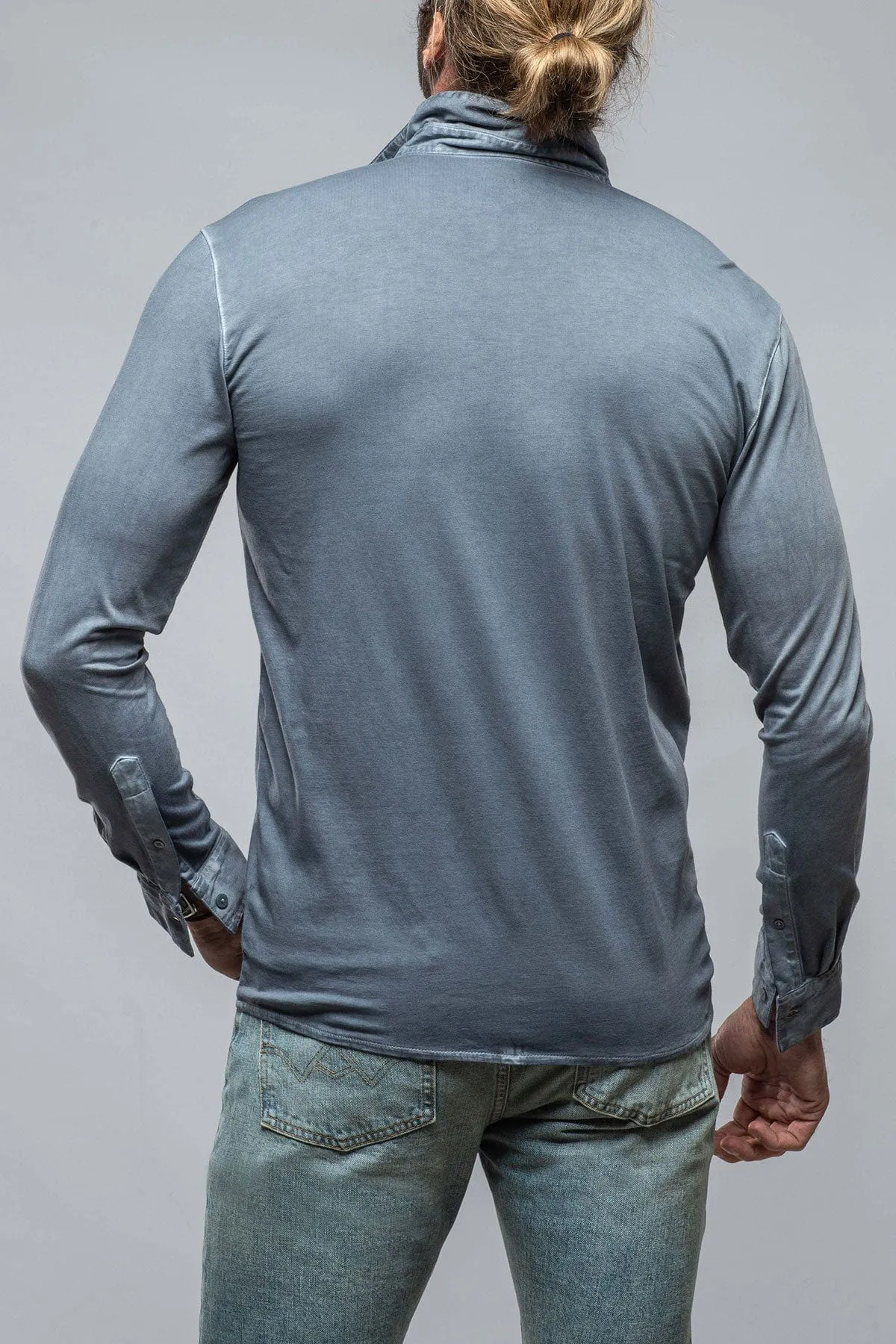 Cambria Button Up Polo in Capri