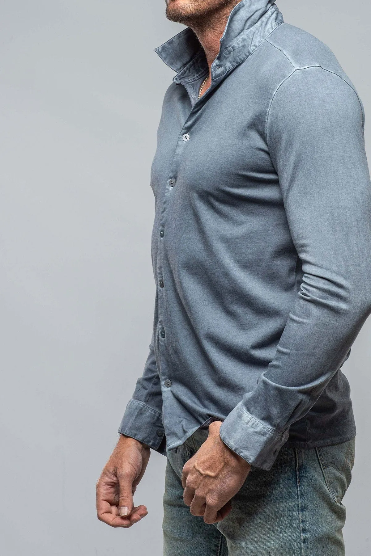 Cambria Button Up Polo in Capri