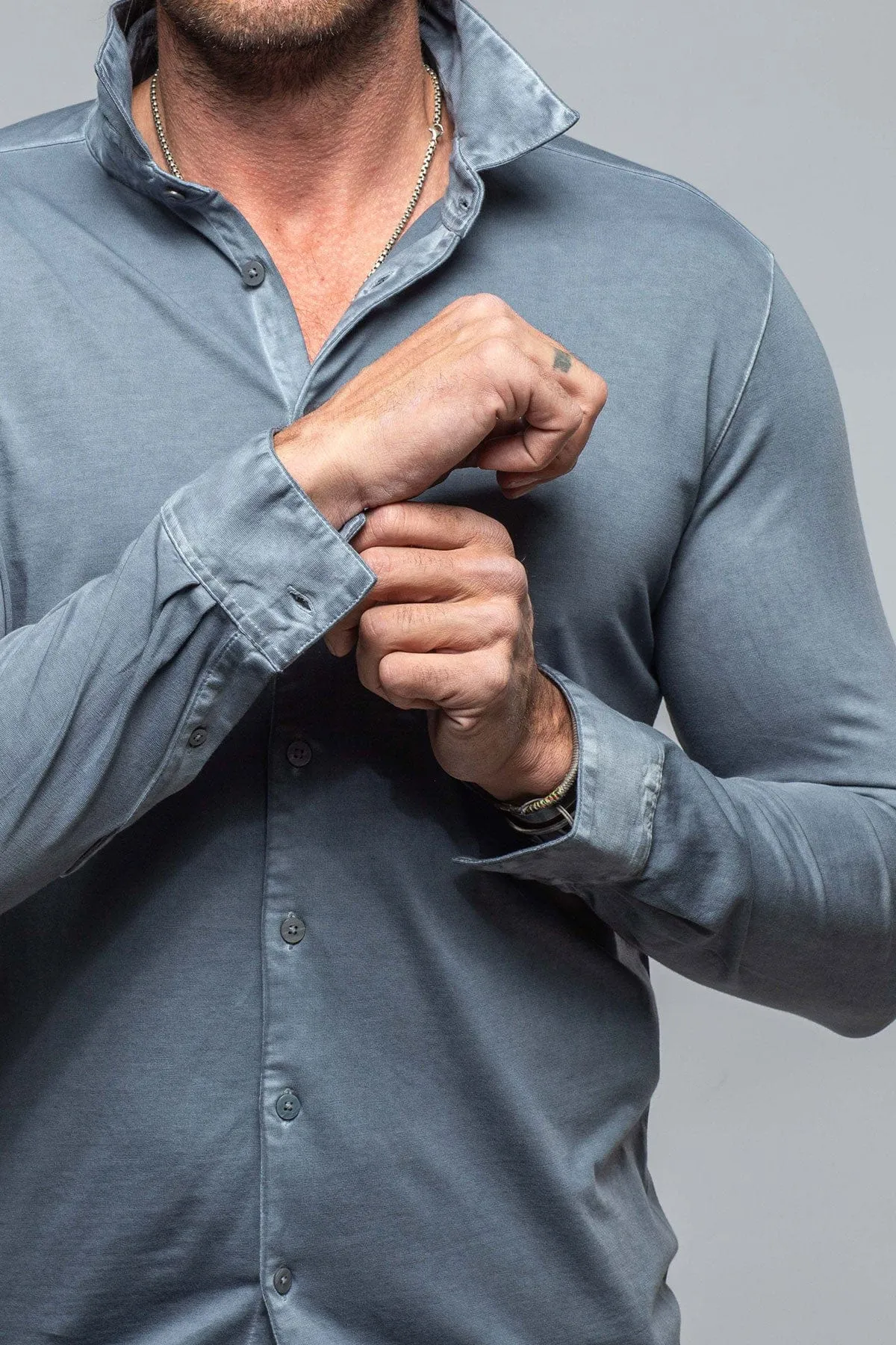 Cambria Button Up Polo in Capri