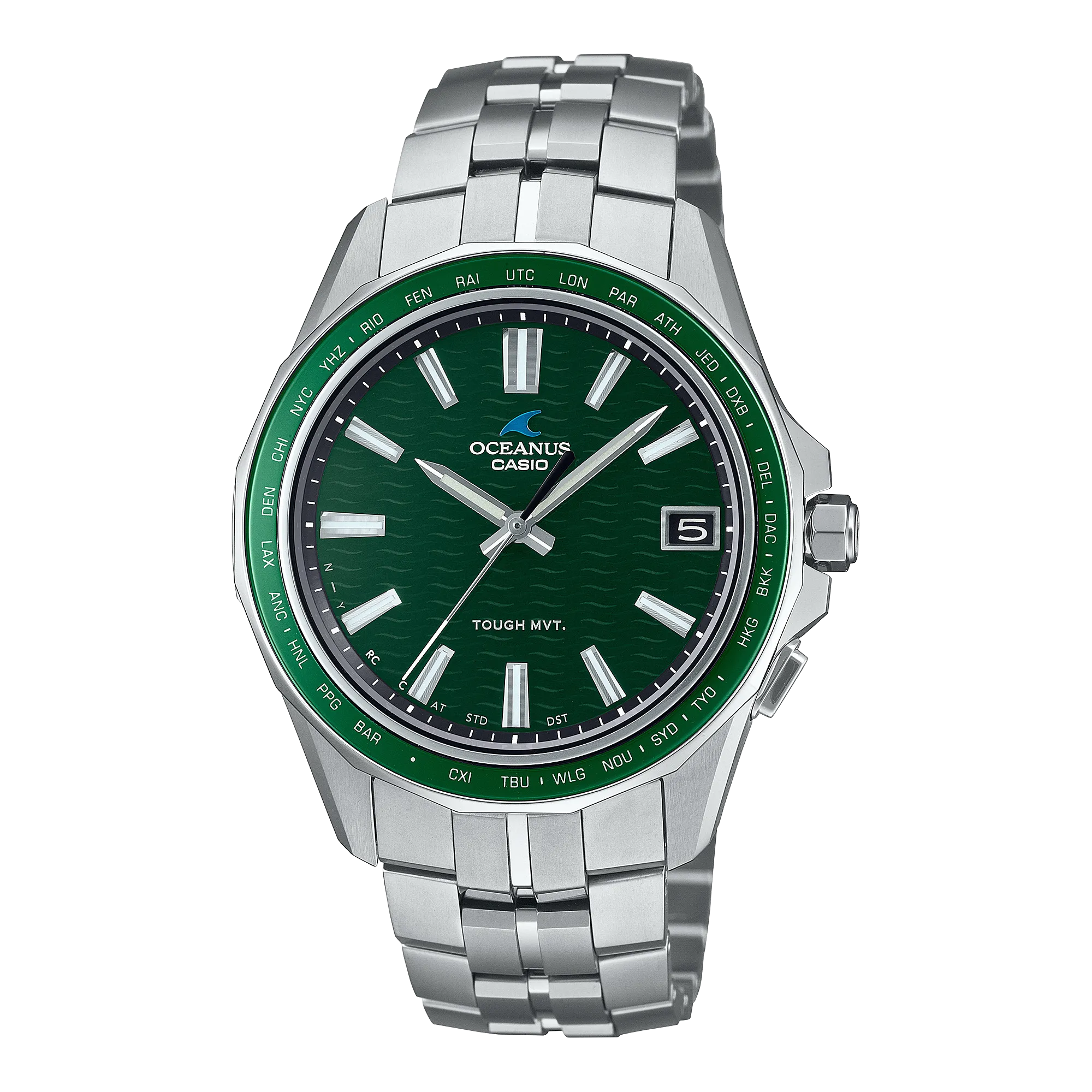 Casio Oceanus Manta 41.3mm Green Dial Titanium Men's Watch OCWS400-3A