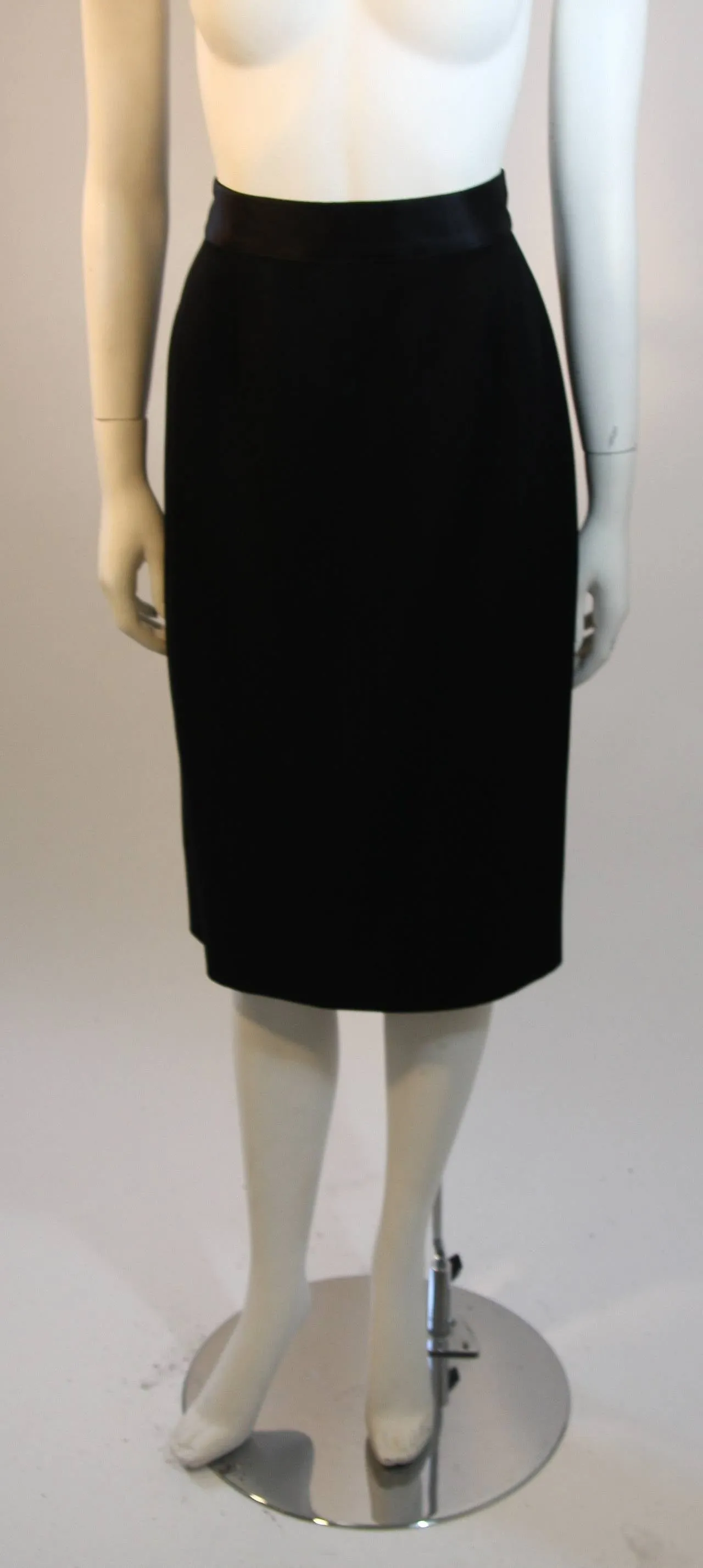 CHANEL 1990s Black Wool Silk Ribbon Jacket and Skirt Suit
