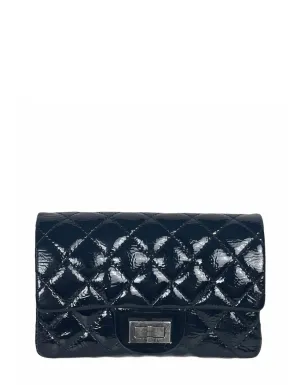 Chanel Black Aged Patent Leather 2.55 Reissue Clutch Bag