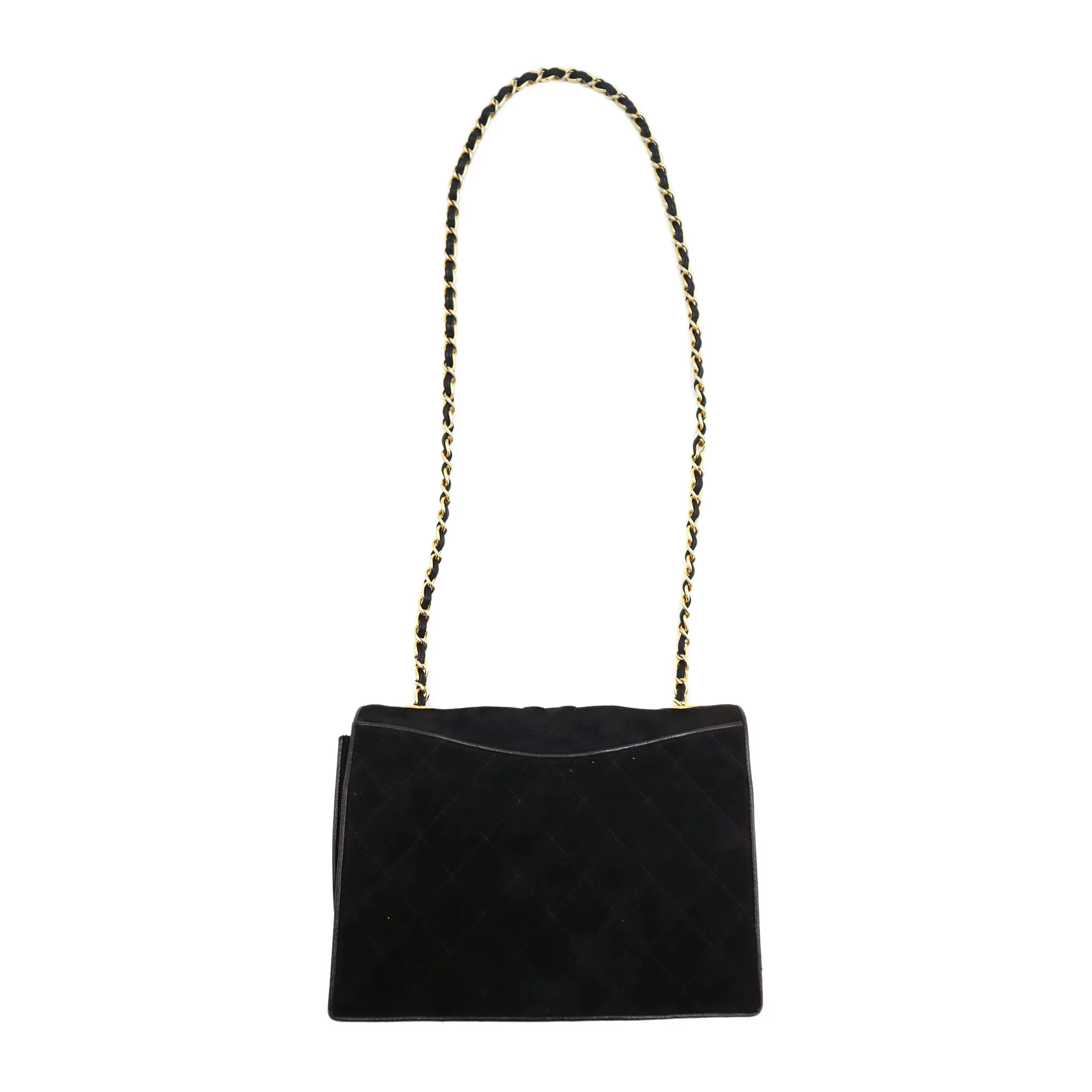 Chanel Suede Quilted Full Flap Chain Shoulder Bag 1149684