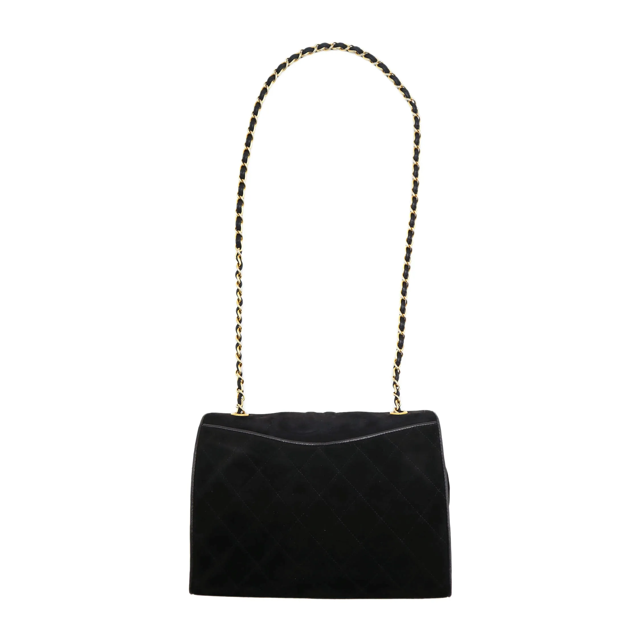 Chanel Suede Quilted Full Flap Chain Shoulder Bag 1149684