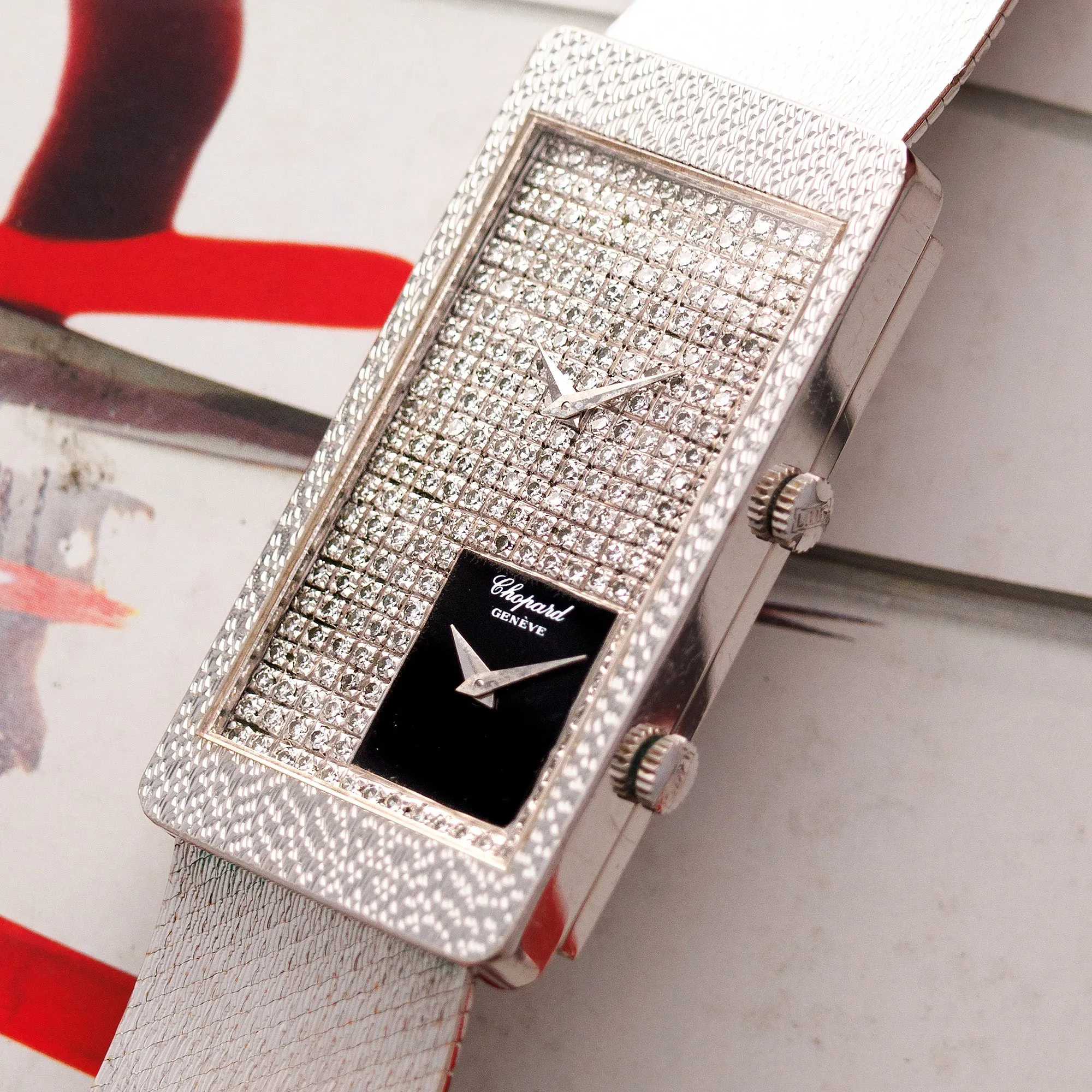 Chopard White Gold Onyx & Diamond Watch, by Kutchinsky