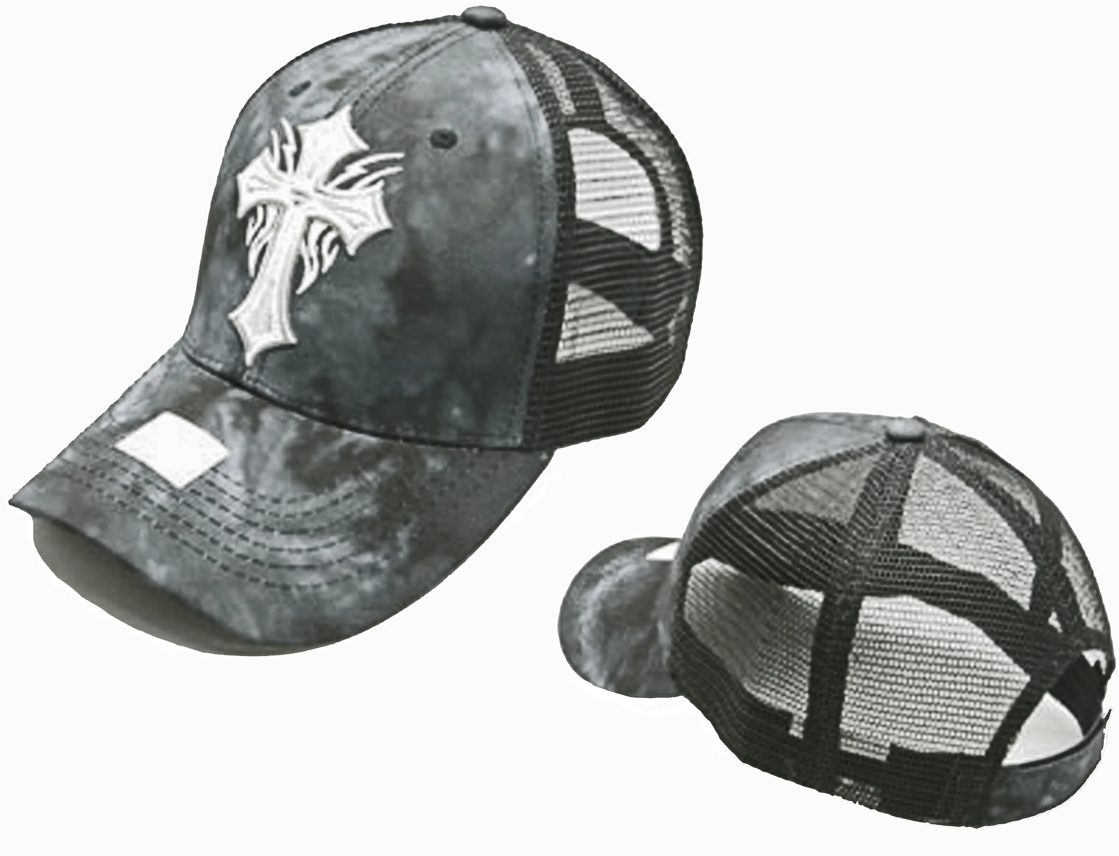 Christian Baseball Cap with Cross Hat, Black Tie Dye Religious Hat Adjustable Embroidered