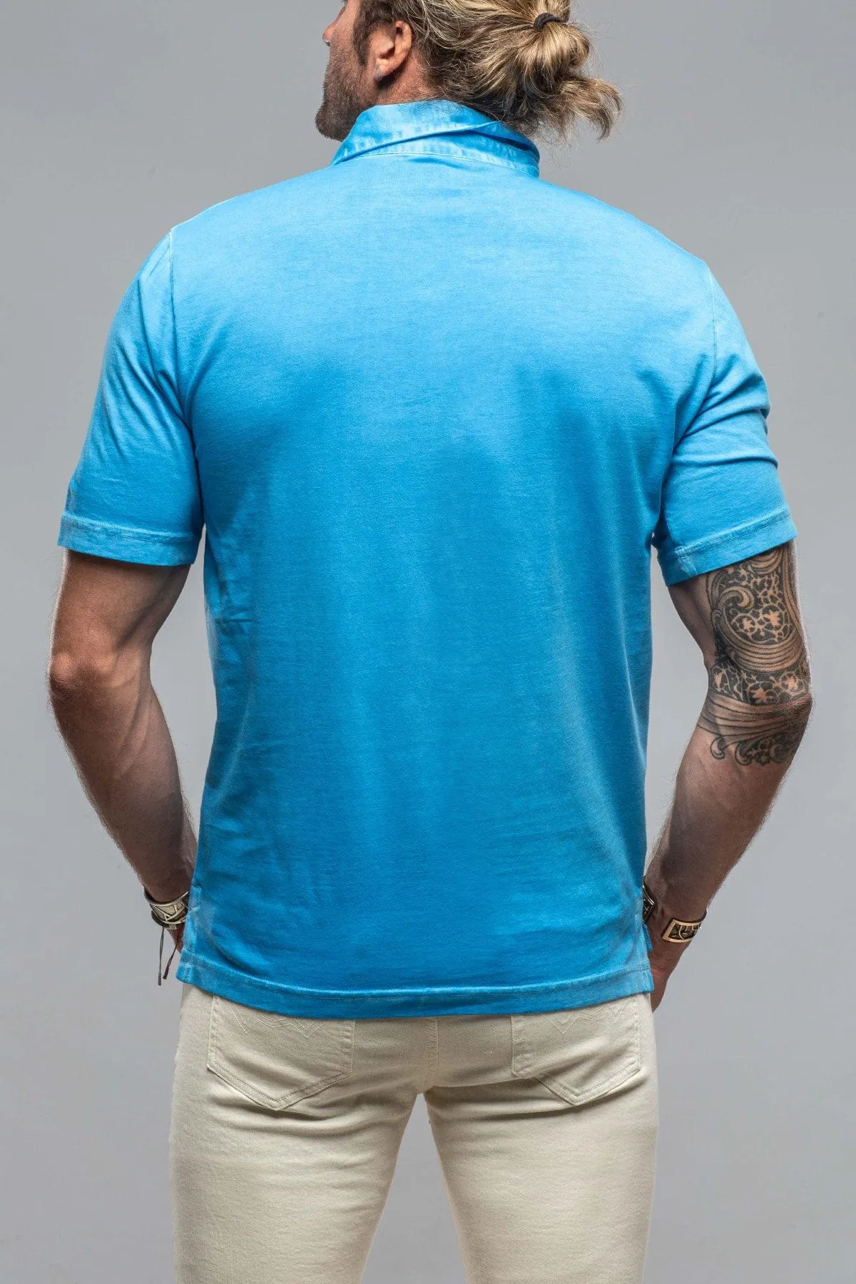 Cruz Cotton Polo in Blue Lagoon