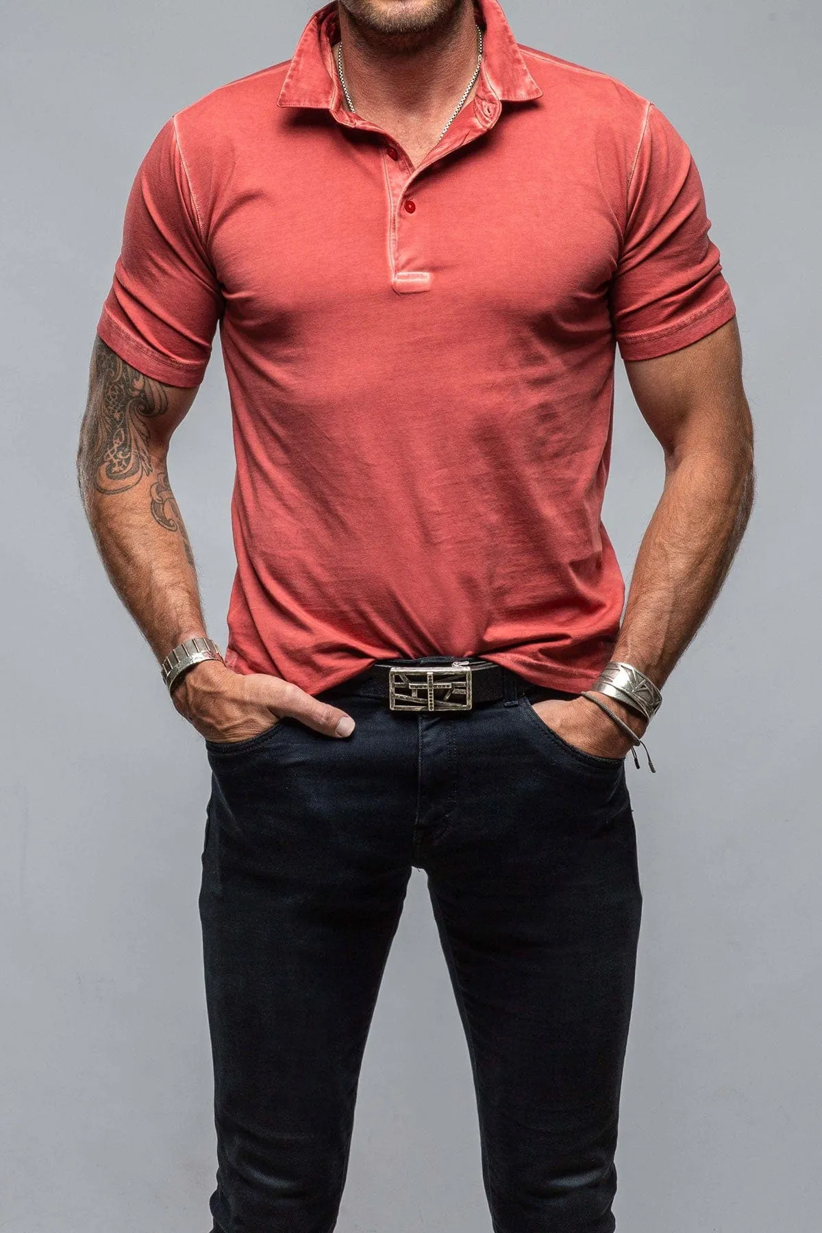 Cruz Cotton Polo in Brick