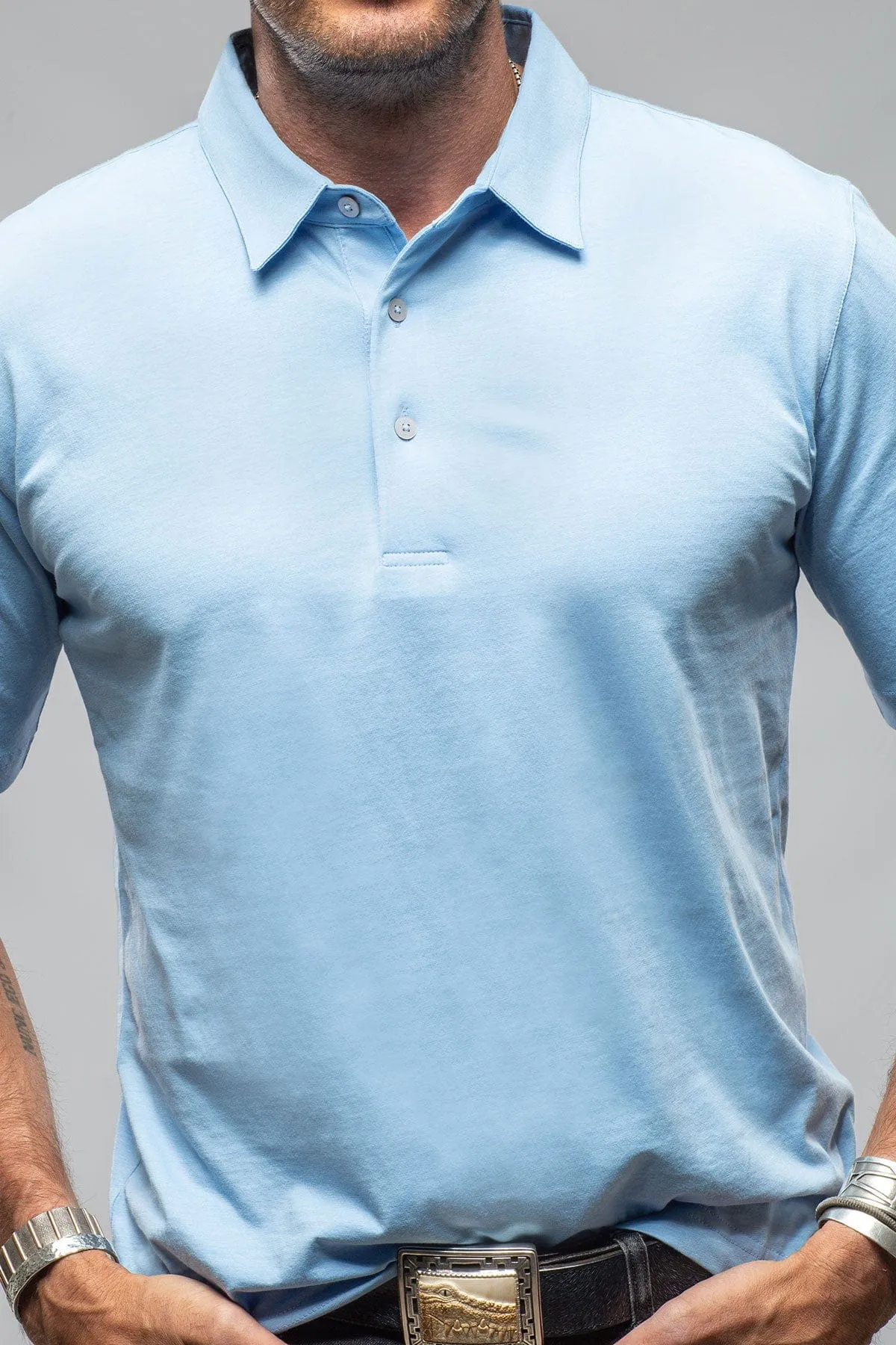 Cruz Cotton Polo in Sky Blue
