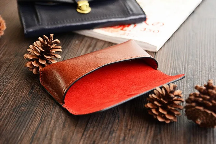 Custom Handmade Vegetable Tanned Italian Leather Sunglass Case Pouch Pocket D056