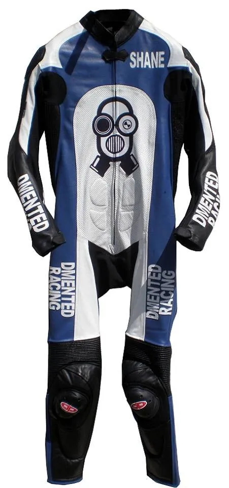 Custom Perrini Fusion Motorcycle Leather Racing Suit with Hump Personal Name and Number