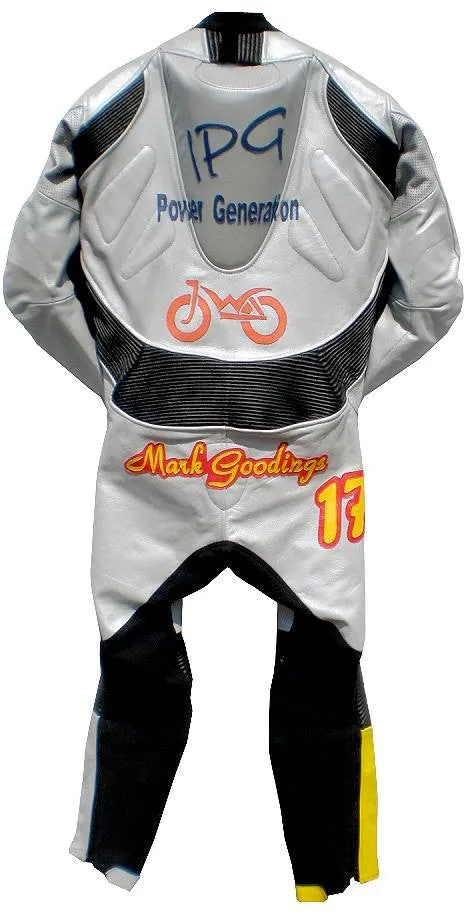 Custom Perrini Fusion Motorcycle Leather Racing Suit with Hump Personal Name and Number